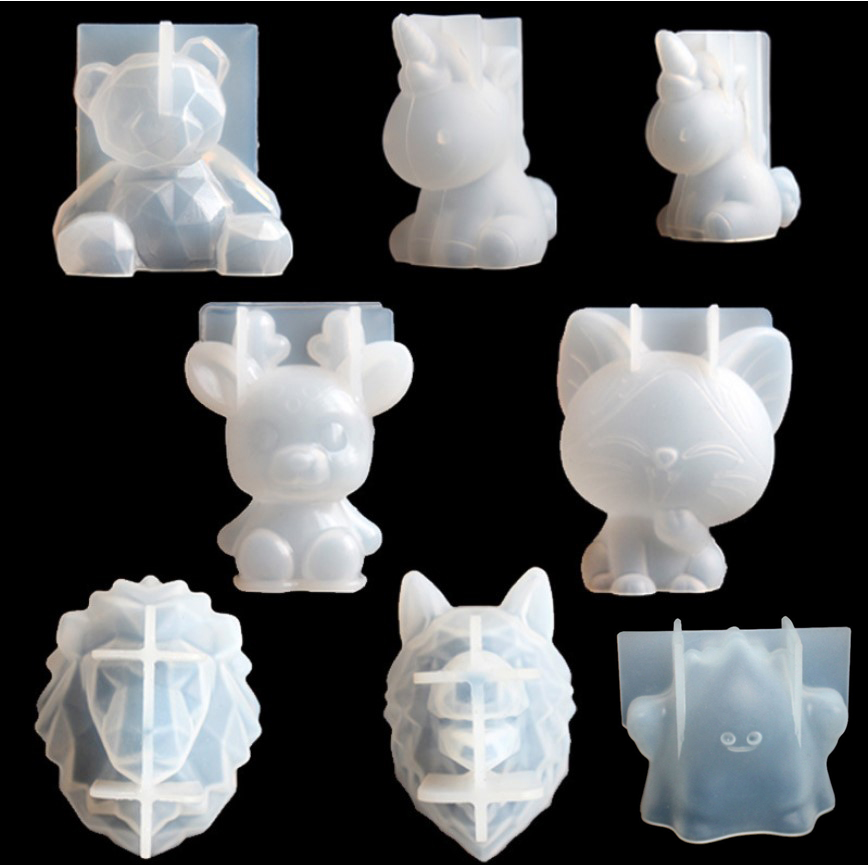 Candle Making Supplies For Beginners - 透明ユニコーンシリコーンエポキシ樹脂金型ジオメトリクマウサギ型動物アロマキャンドル作成フォーム装飾ツール