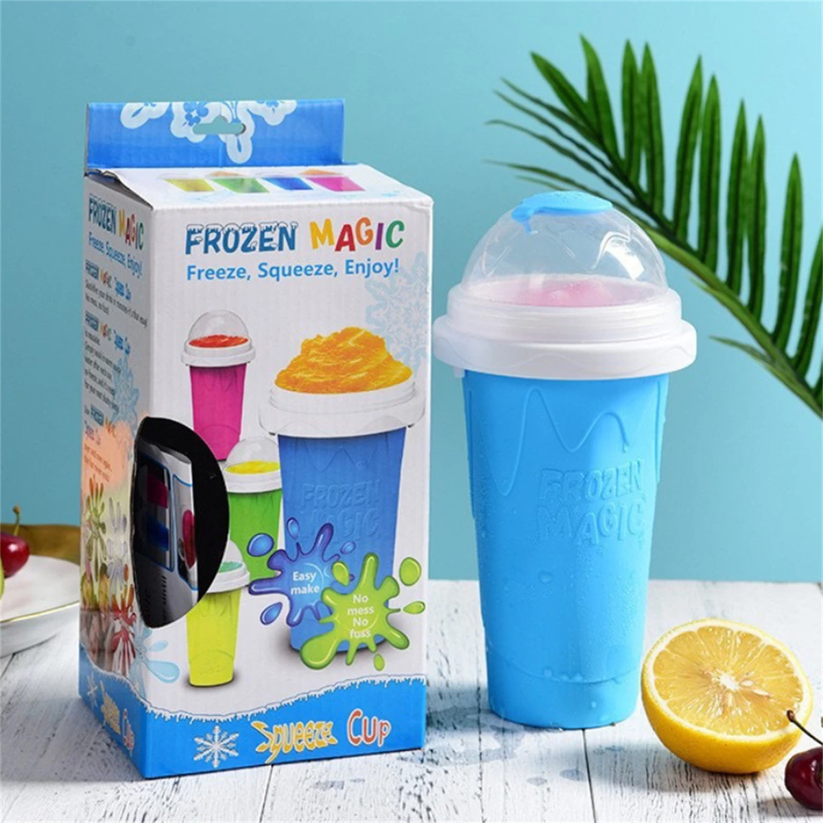 Candle Shop - 自家製スムージーカップ 急速冷凍スクイーズスラッシーカップ 夏のDIYアイスジュースミルクシェイクアイスクリームボトル 再利用可能な冷凍カップ