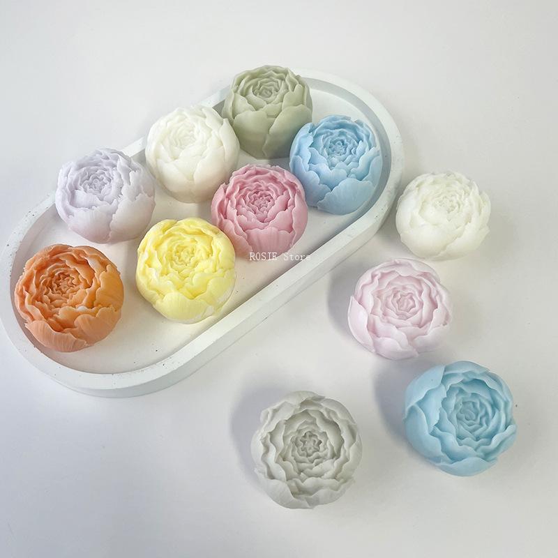 Candle Making Supplies For Beginners - 3D牡丹シリコンモールド,アロマテラピーキャンドル型,バラのケーキデコレーション,フォームチョコレート型,DIYキャンドル作りツール