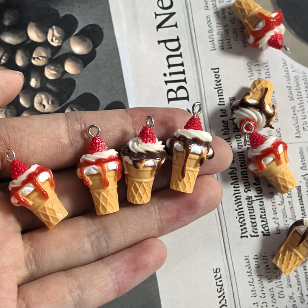 Candle Shop - 10 個かわいい 3D シミュレーション食品アイスクリーム樹脂チャームイヤリングキーホルダーペンダント DIY ジュエリーアクセサリー