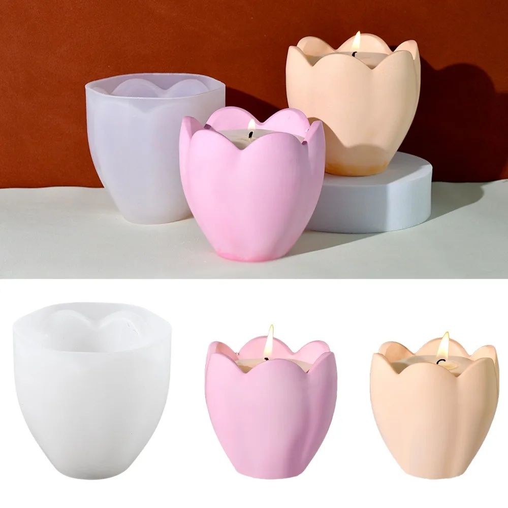 チューリップキャンドルホルダーシリコーン金型花樹脂石鹸箱作成 - Candle Making Supplies For Beginners のレビューと価格