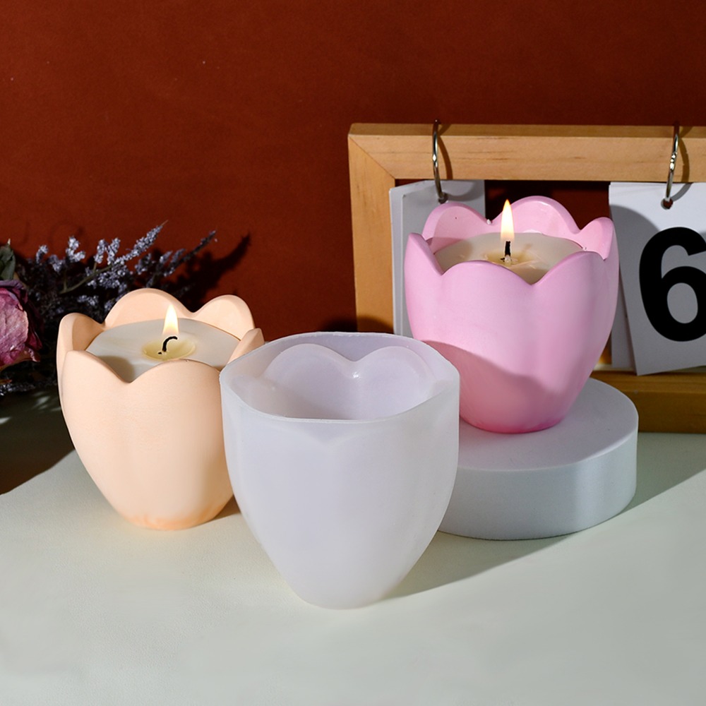 チューリップキャンドルホルダーシリコーン金型花樹脂石鹸箱作成 - Candle Making Supplies For Beginners のレビューと価格