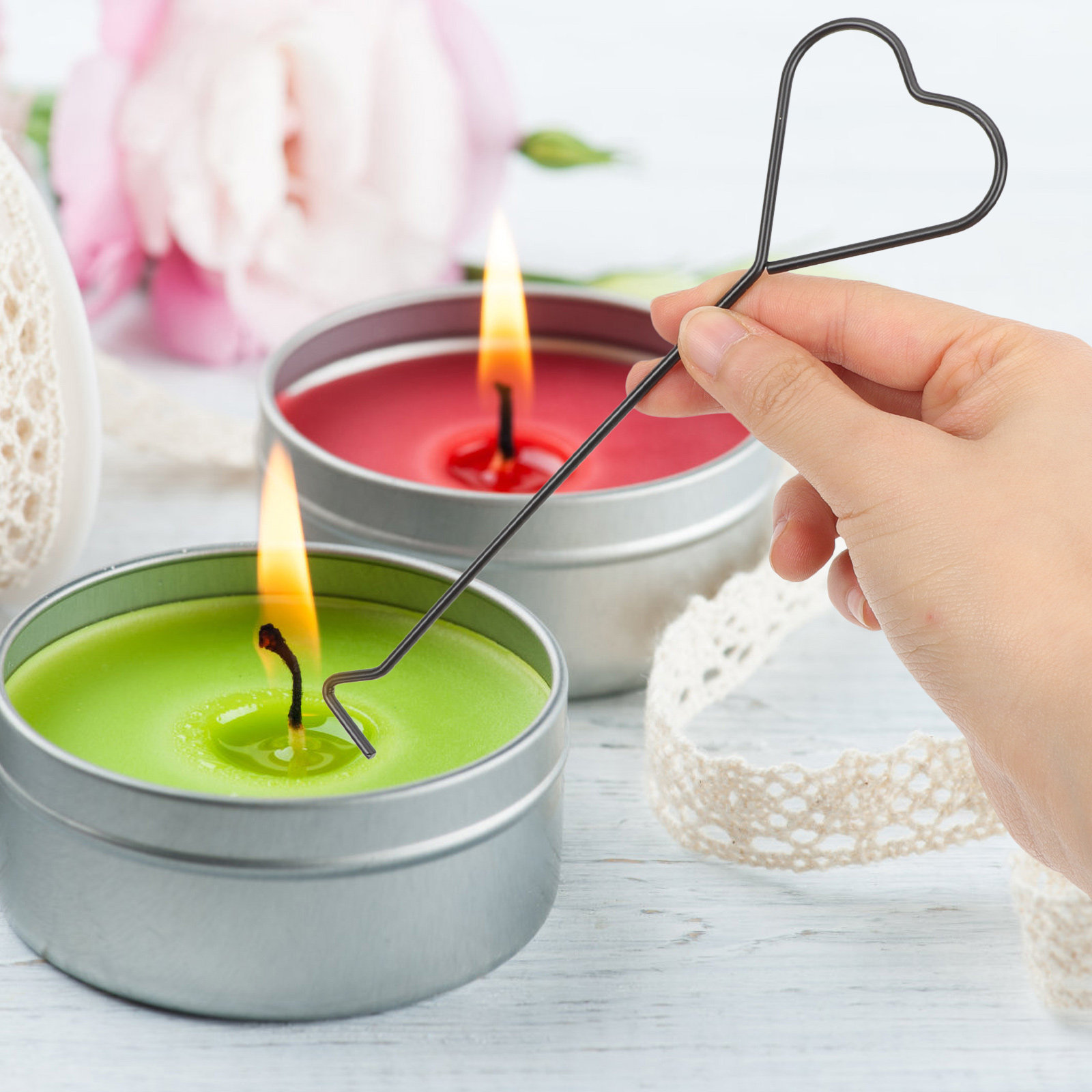 4個入りプレミアム鉄製ウィックディッパー ハート型ハンドル  - Wick Dipper Tool のレビューと価格